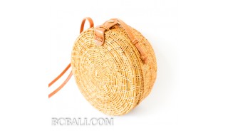 ata grass circle rattan handbag flower design